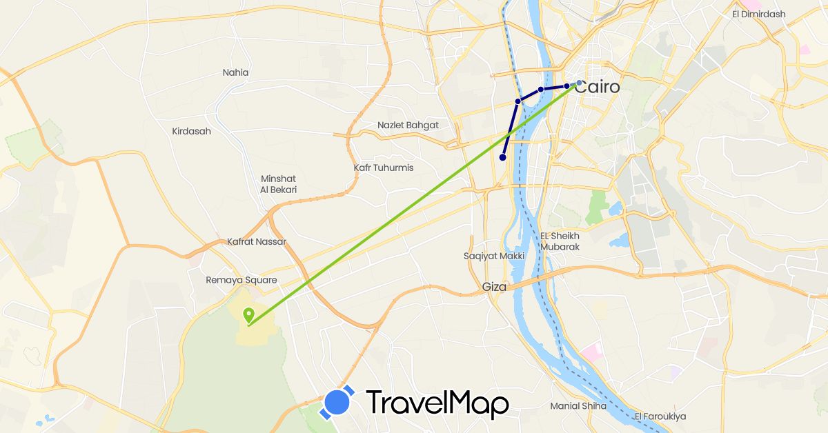 TravelMap itinerary: driving, cycling, electric vehicle in Egypt (Africa)